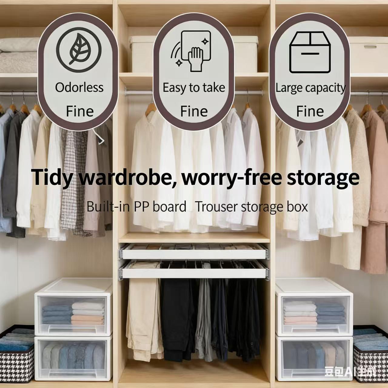 Wardrobe shoe rack, large-capacity storage box (40*28*20), PP shelves, box-style shelf storage, foldable, suitable for bedroom, bathroom, home