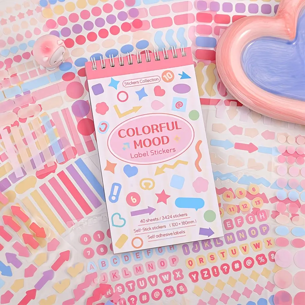 40 Sheets Colorful Paper Stickers, Creative Planning Stickers for Diary Notes, Weekly Monthly Tabs, Student Office Home Use, Index Tabs