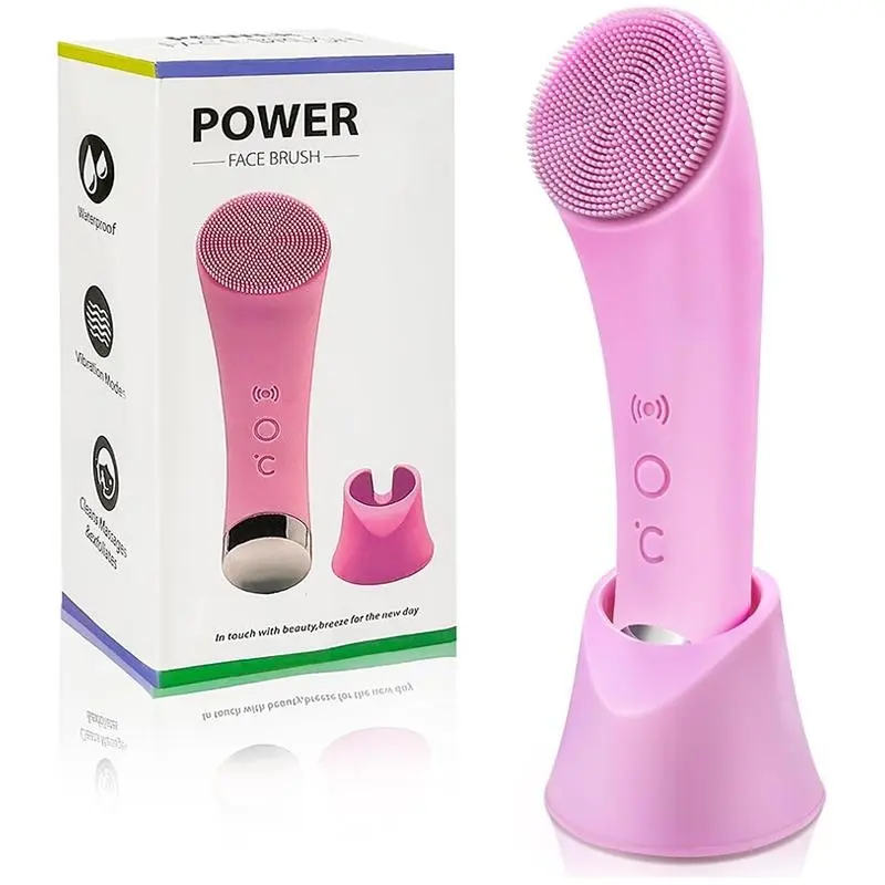 Electric Silicone Facial Cleansing Brush, Heated Vibrating Facial Exfoliator with Massage Function, Suitable for Men Women. Deep Cleansing Electric Facial Cleanser for Facial Washing Massage, Ideal Gift for Women