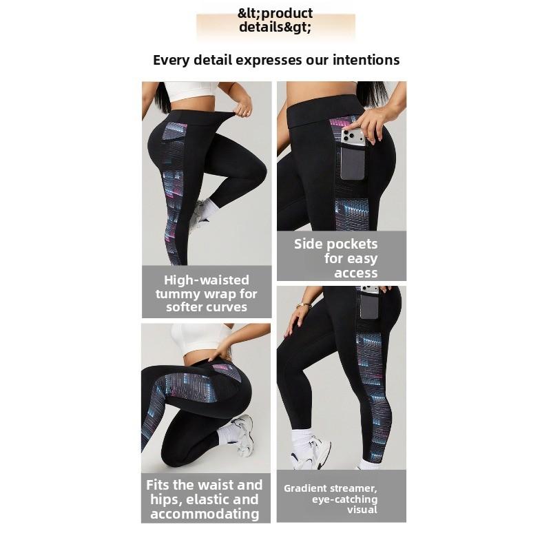 European and American cross-border Plus size yoga pants women's high-waisted peach buttocks tight running fitness pants quick-drying shark pants leggings