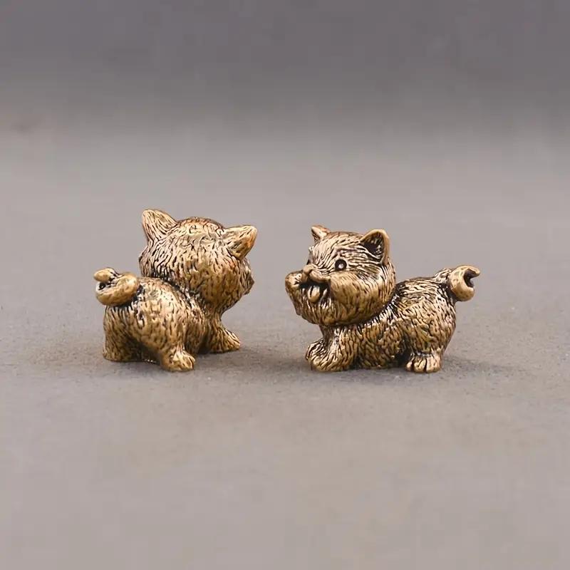 Brass Chinese Zodiac Dog Figurine Feng Shui Lucky Wealth Statue Vintage Home Office Desk Decor Ornament Handcrafted Metal Art Perfect Gift for Family Friends