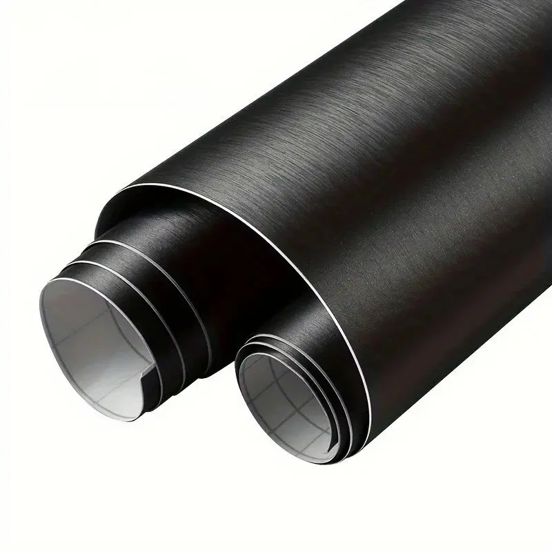 Brushed Aluminum Black Vinyl Wrap Film With Air Release Self Adhesive DIY Car Motorcycle Bicycle Vehicle Exterior Decoration Sticker Decal