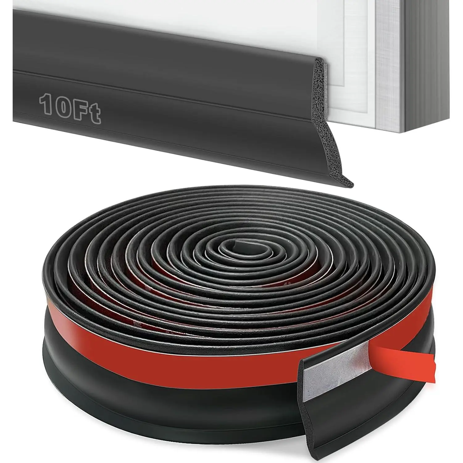 Garage Door Threshold Seals Bottom Rubber , weatherproofing Garage Door Weather Stripping with Nails (10ft)