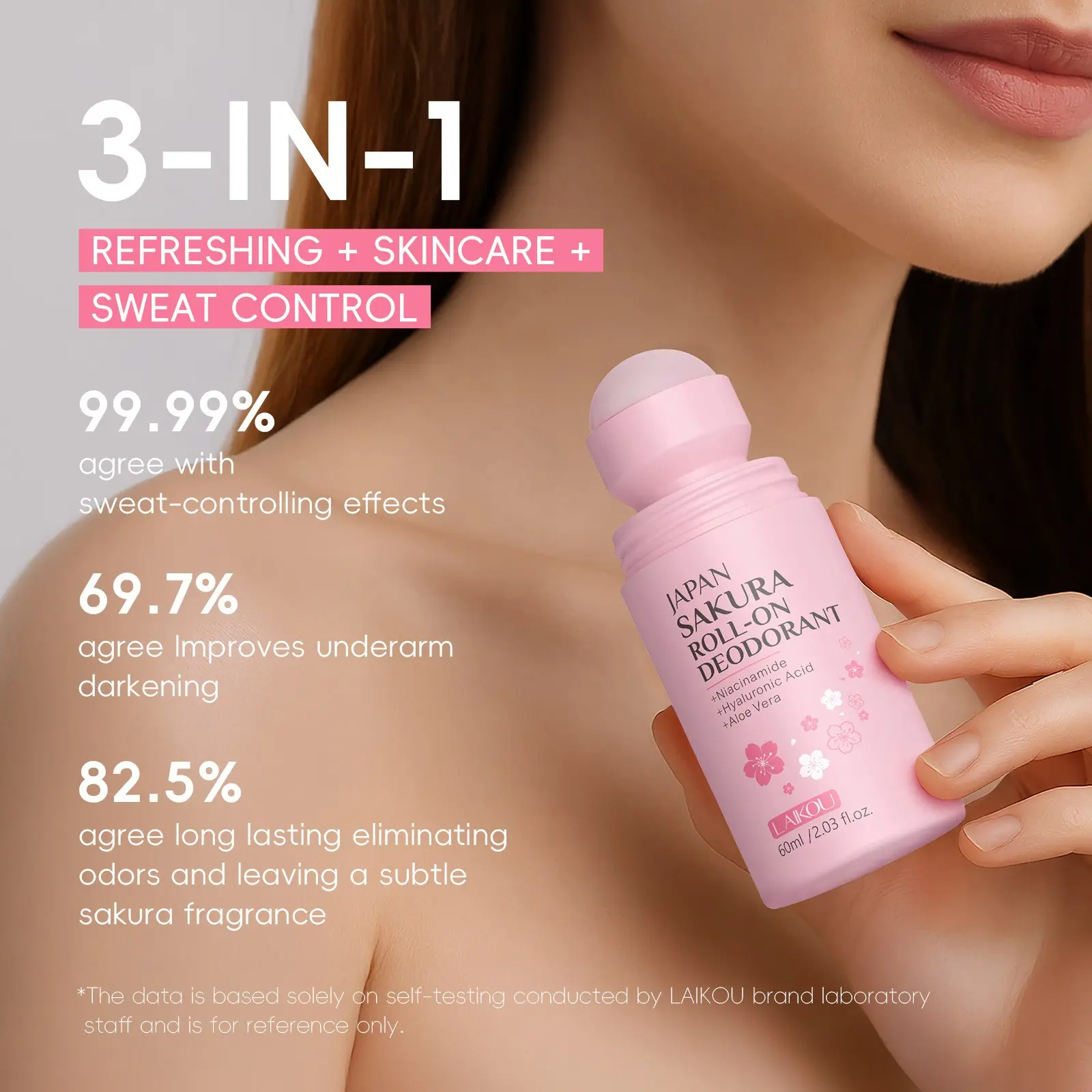 Cherry Blossom Refreshing Roll-On Deodorant 60ML, Long-Lasting Dryness, Quick Absorption, Ideal for Sports and Fitness, Portable Freshness，Effectively blocks odor while hydrating delicate underarm skin, leaving you with a soft, comforting aroma all day.
