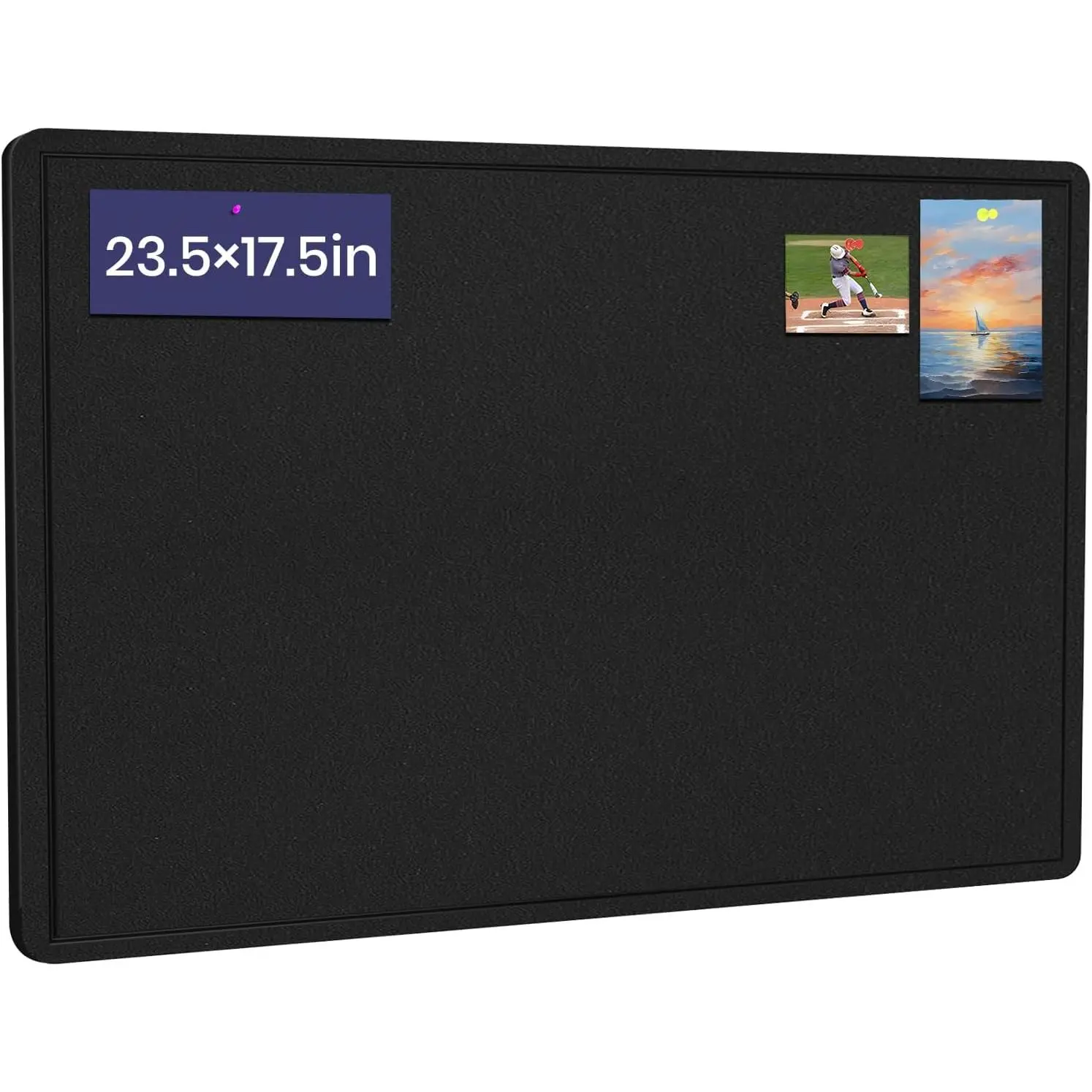 Bulletin Board, 23.5 X 17.5 inches Cork Board with 20 Pushpin, Felt Cork Board Notice Pin Board, Self-Adhesive Vision Board Mood Board Foldable Photo Board for Wall - Black