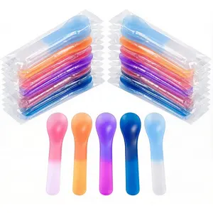 25 Pack Color Changing Ice Cream Spoons, 5.15 Inch Break-Resistant Plastic Spoons, Individually Wrapped Cold-Activated Temperature-Sensitive Utensils for Meal Prep & Home Dining - 5 Colors