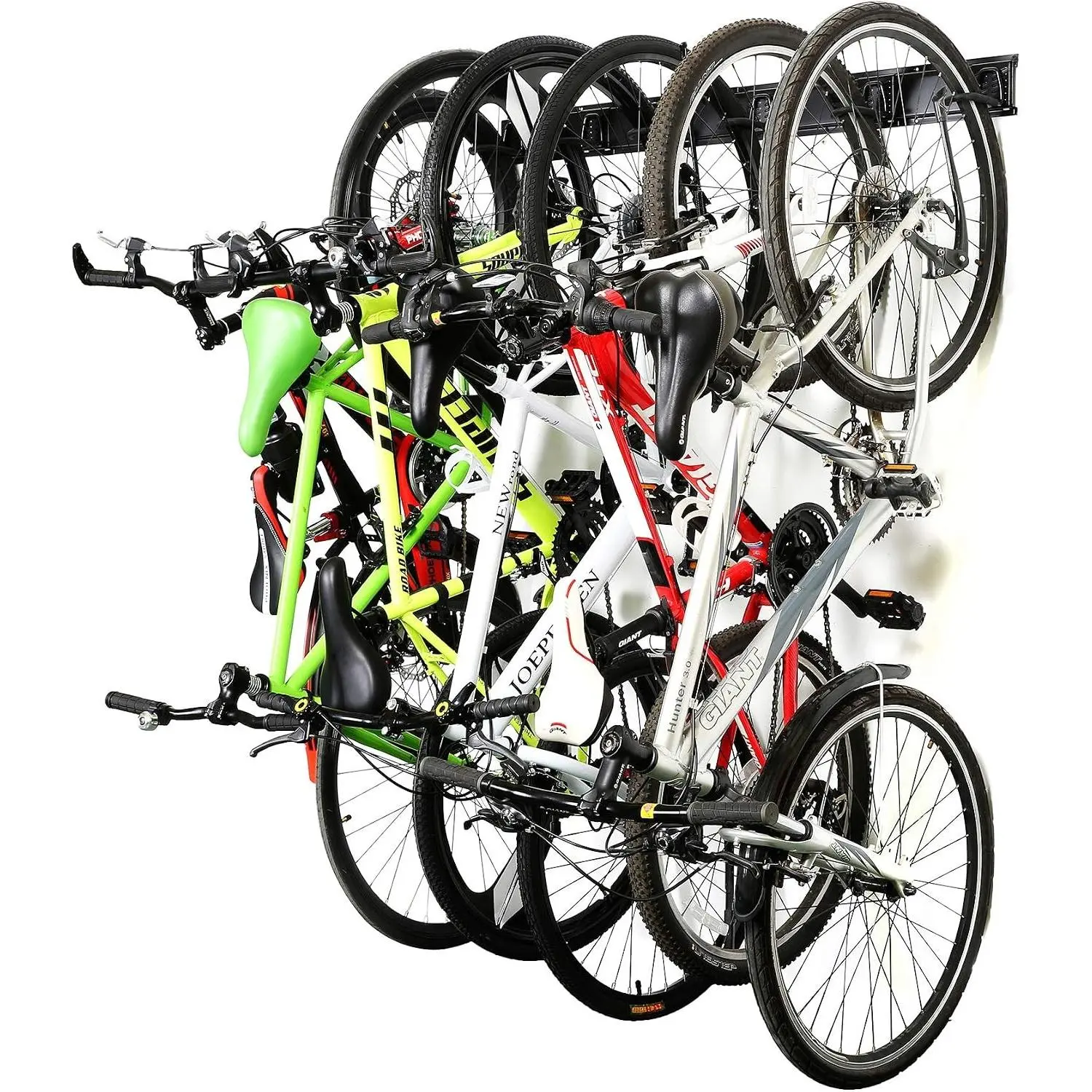 Stainless Steel Bike Storage Rack,6 Bike Storage Hanger Wall Mount for Home & Garage Holds Up to 300lbs, Black
