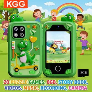 KGG Cute Cartoon Kids Learning Phone with 8GB Storage & Dual Cameras, featuring stories, video, music, calculator, 20 educational games and 12 habit trackers, multifunctional learning toy for boys and girls.