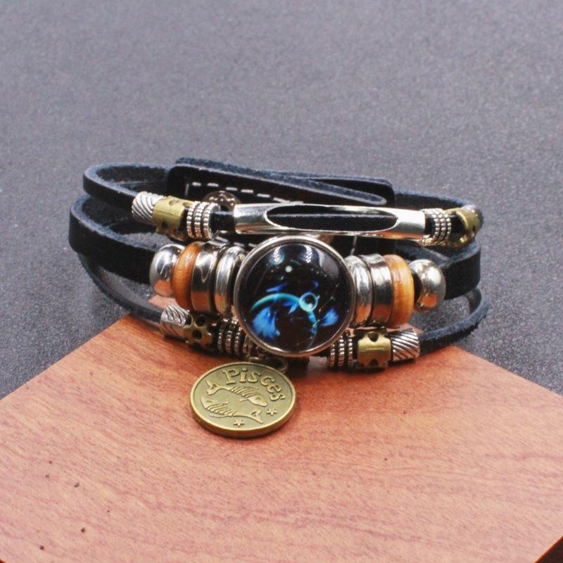 Twelve Zodiac Sign Bracelets Korean Style for Couples and Friends Fluorescent Glowing Bangles Jewelry Gifts Ideal for Her Him