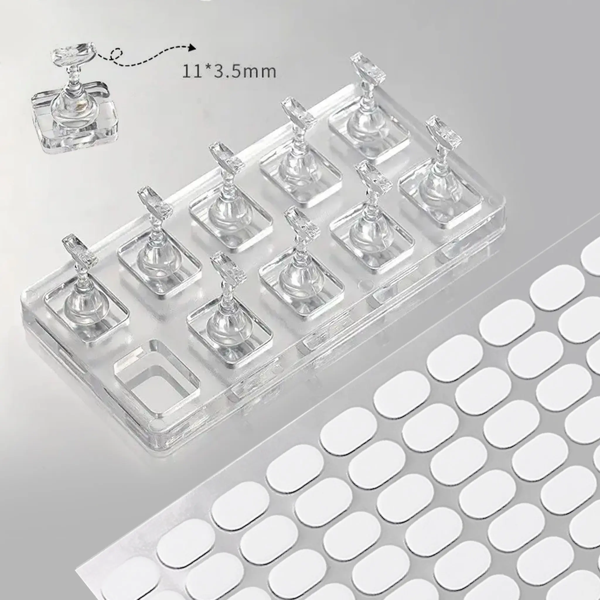 Nail Stand for Press Ons Acrylic Magnetic-Free Nail Holder for Painting Nails Tip Arts Display Practice Stands with 100pcs Double-Sided Adhesive Tape for Home DIY Art Salon Supplies Manicure Supplies Manicure Accessories