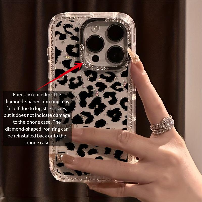 Black Leopard Rhinestone Phone Case