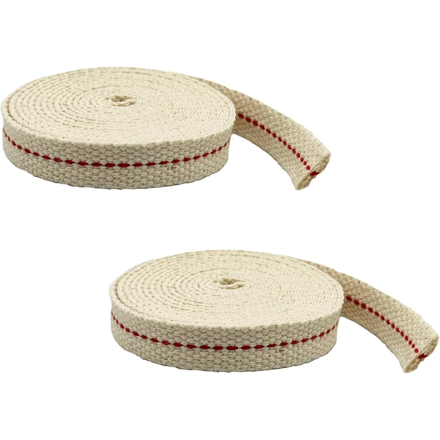 1/2 Inch 6 Foot 100% Cotton Flat Wick 2 Pack with Genuine Red Stitch, Suitable for Paraffin Oil Kerosene Based Lanterns and Oil Lamps