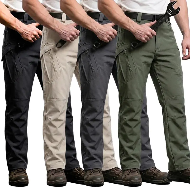 Men's 4-Piece Tactical Work Pants, tear-resistant, lightweight EDC work hiking pants, multiple pockets, outdoor clothing, hiking construction workers, outdoor fishing