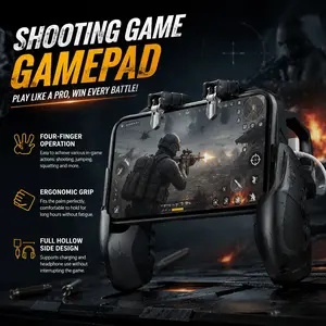 Professional 6-Trigger Mobile Gaming Controller for iOS/Android: High-Sensitivity FPS Shooters Gear, Ergonomic Grip, Rapid-Fire Button, No-Lag Mapping for PUBG/FPS Games, Portable Clip-On Design for On-the-Go Play.