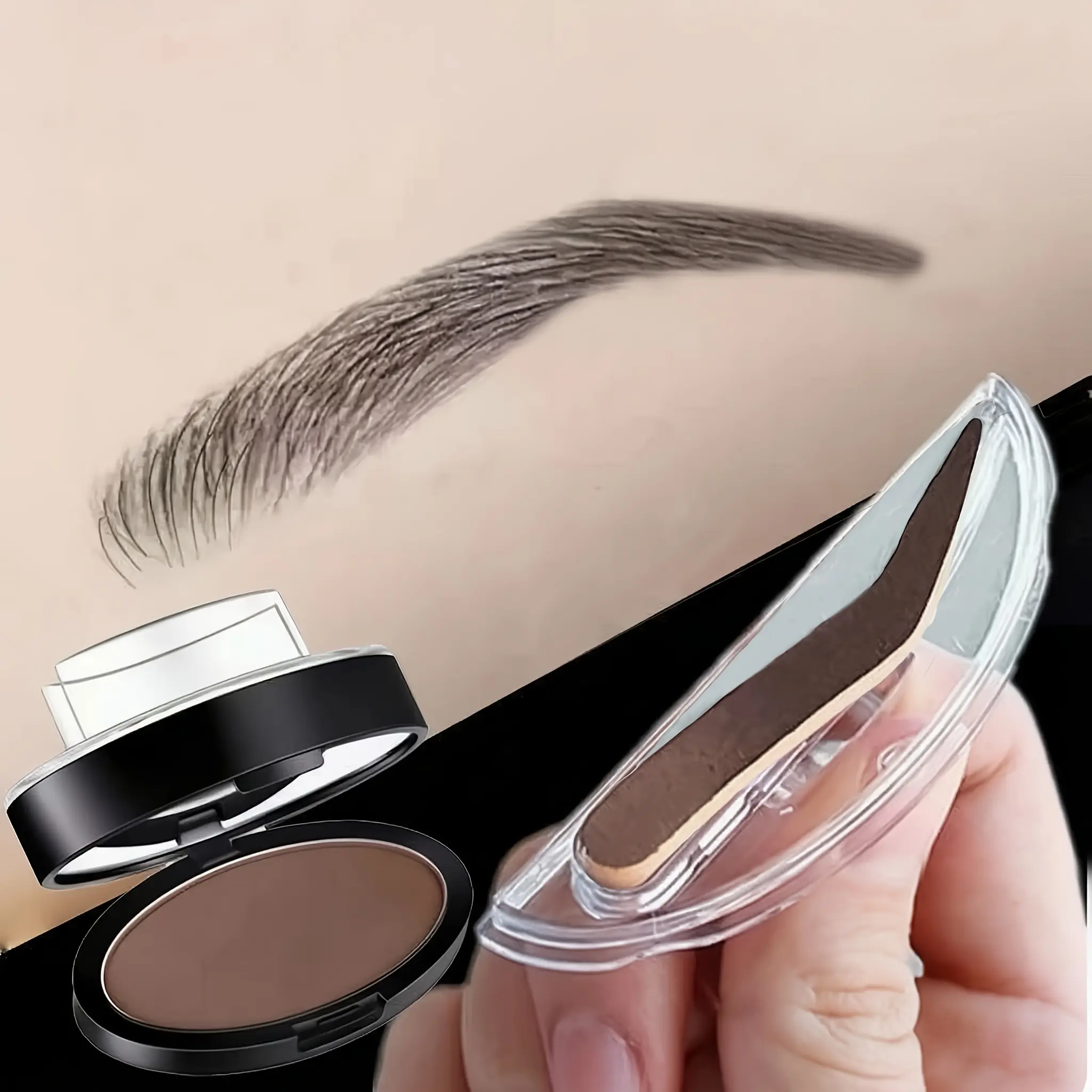 3 Colors Waterproof Eyebrow Powder Stamp, Arch-Shaped Stamp for Eyebrow Shaping, One Step Eyebrow Stamp, Long-Lasting Brow for Daily Use, Instant Easy Eyebrow Stamper for Perfect Brows, Reusable Eyebrow Shape Stamp with Brow Powder