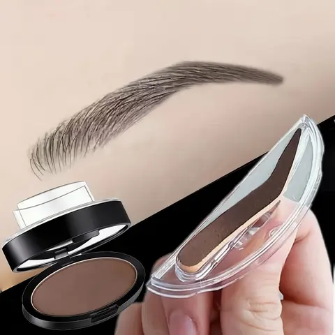 3 Colors Waterproof Eyebrow Powder Stamp, Arch-Shaped Stamp for Eyebrow Shaping, One Step Eyebrow Stamp, Long-Lasting Brow for Daily Use, Instant Easy Eyebrow Stamper for Perfect Brows, Reusable Eyebrow Shape Stamp with Brow Powder