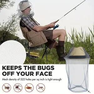 New 2-Pack Large Drawstring Mosquito Net Mask, Insect Screen, Fine Mesh, Compatible with Hats/headgear, Ideal for Camping, Hiking