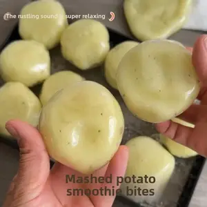 Realistic Mashed Potato Squishy Ball, Textured Crinkle Sound Stress Relief Squeeze Toy