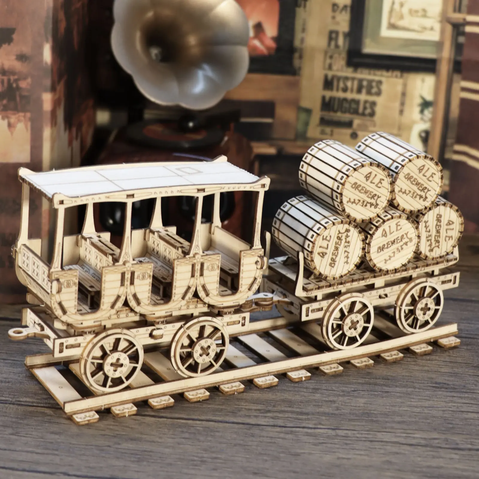 3D Wooden Puzzles Wine Truck Model Kits Brainteaser and Puzzle for Christmas Birthday Gifts