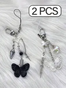 Women's Y2K Millennium Butterfly Keychain, Creative Unique Phone Necklace, Personalized Earphone Case, Best Friend Gift, Christmas Present