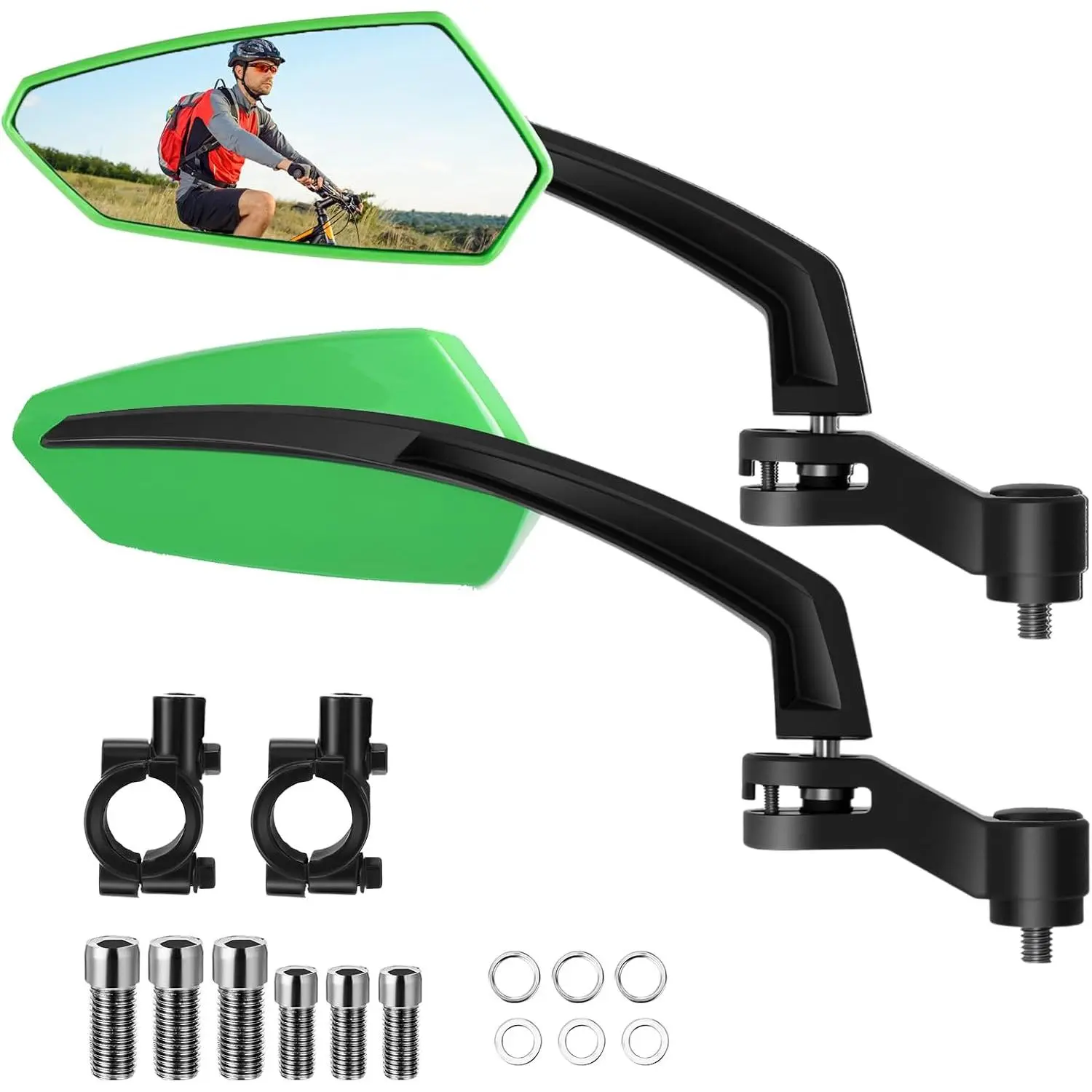 1 Pair Handlebar  Mirror 360° Rotatable and Adjustable  Fit Rearview  Mirrors Glass Lens Safe Cycling Accessories for Scooter, E-bikes, Mountain Bikes, Road Bicycles