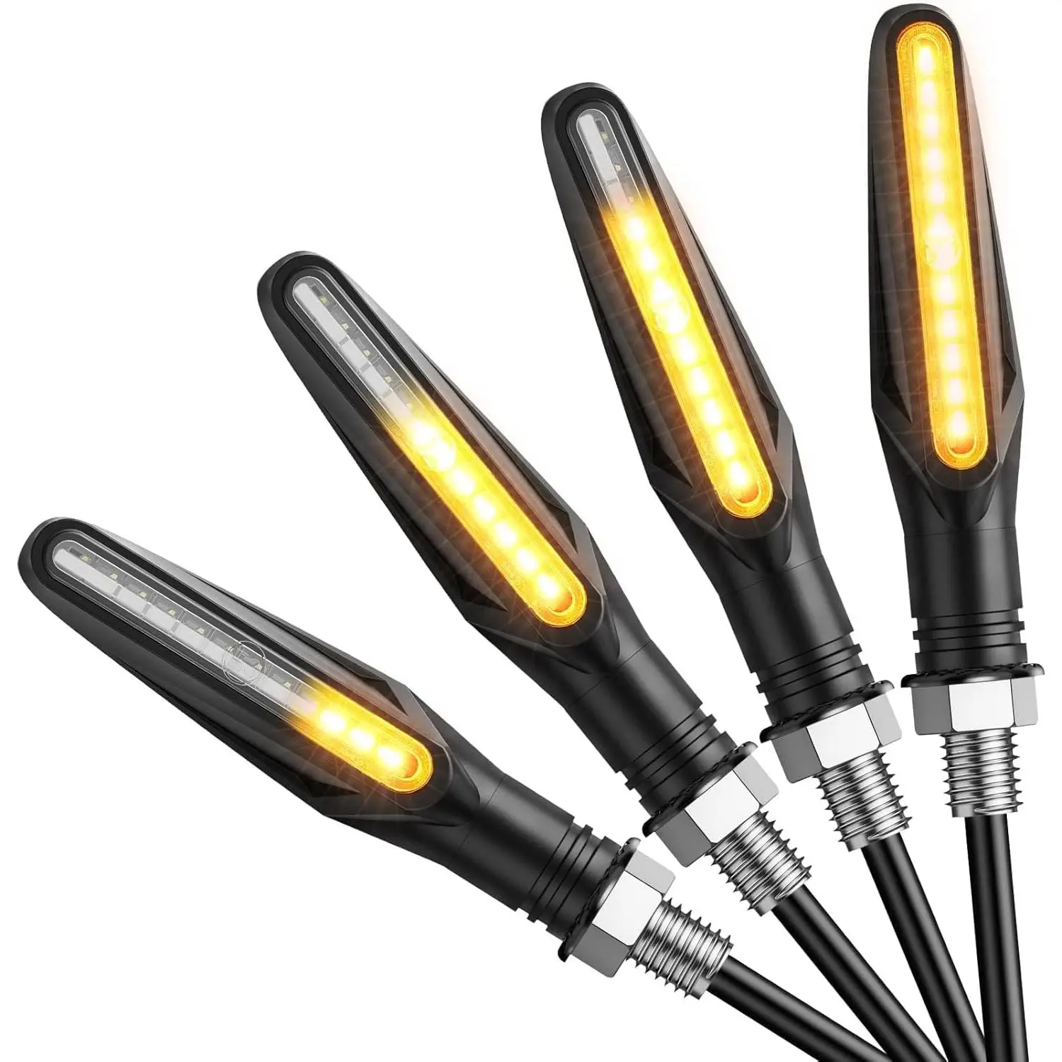 Justech 4 PCS 12LEDs Motorcycle Indicators Amber, 12V Flowing Turn Signal Lights, Motorbike Turning Indicators Led Turn Signals Kit Blinkers for Motorcycle Motorbike Scooter Quad Cruiser Off Road