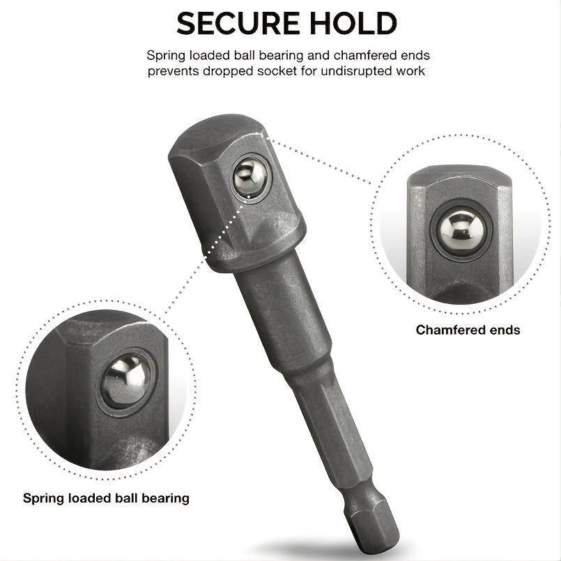 Drill Socket Adapter Set, Hex Shank Extension for Impact Drivers, 1/2'' 3/8'' 1/4'' Square Bit Adapter Set, Power Tool Accessories, Construction Tools