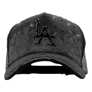 2026 Awakenings The Last Supper Premium Streetwear Snapback – Black Adjustable Unisex Hat for Men & Women with Tonal Embroidered Last Supper Artwork, Glossy Gothic LA Monogram, Studded Details, Breathable Mesh Panels, and Bold Luxury Urban Style Unique