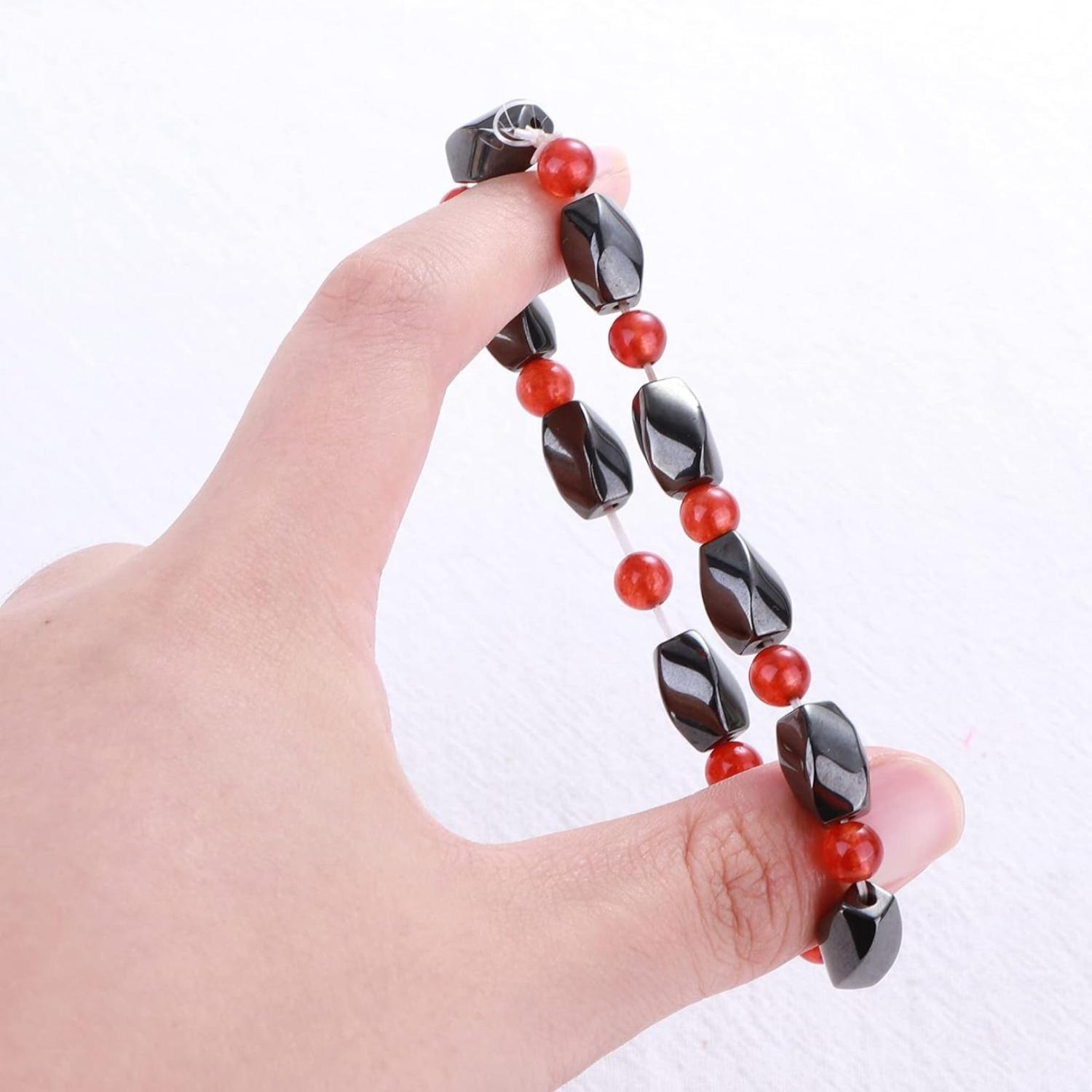 FINREZIO 6 Pcs Colorful Assorted Magnetic Hematite Bracelets Set for Men Women Healing Magnetic Stone Beaded Bracelets Trendy Fashion Jewelry Set Ideal Gift for Father's Day Birthday Holiday