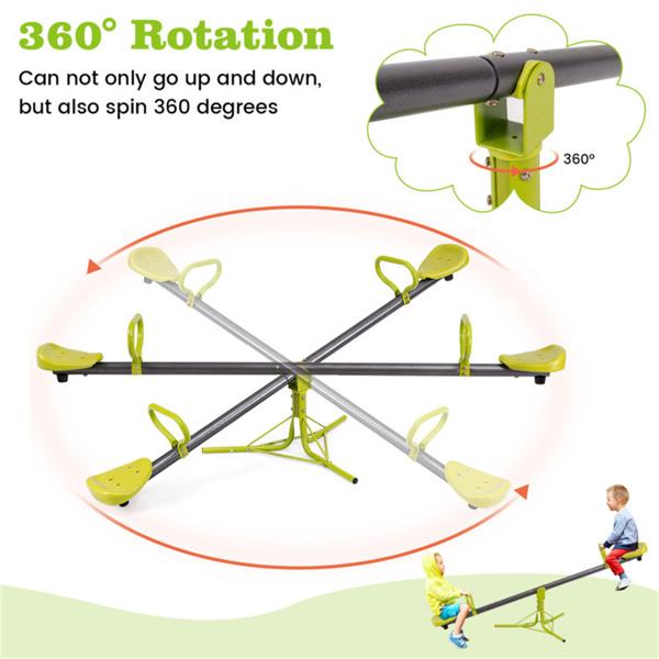 Kids Rotating Seesaw 70.9"x26.4"x27.6", Plastic & Iron Pipe Construction 154LBS Combined Weight