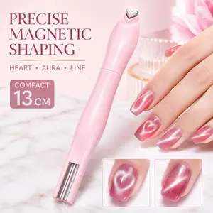 3-in-1 Cat Eye Nail Magnet Tool, Heart Line Aura Magnetic Nail Art Pen, DIY Manicure Tool for Cat Eye Gel Polish, Home Salon Nail Design Nail Tools Compact
