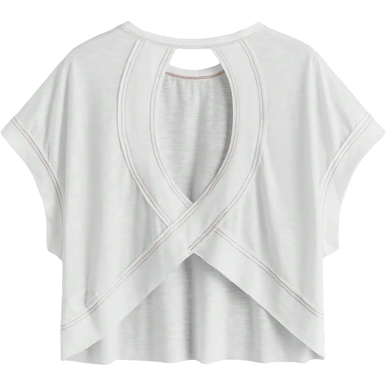 Women Open Back Tops Workout Backless Tee Casual Athletic Shirts Short Sleeve Oversized Gym T Shirt