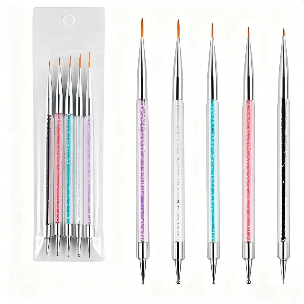 1 Set Double-Ended Nail Art Brush Kit, Liner Detail Dotting Pens Salon Grade DIY Manicure Nail Art Tools For Home Use
