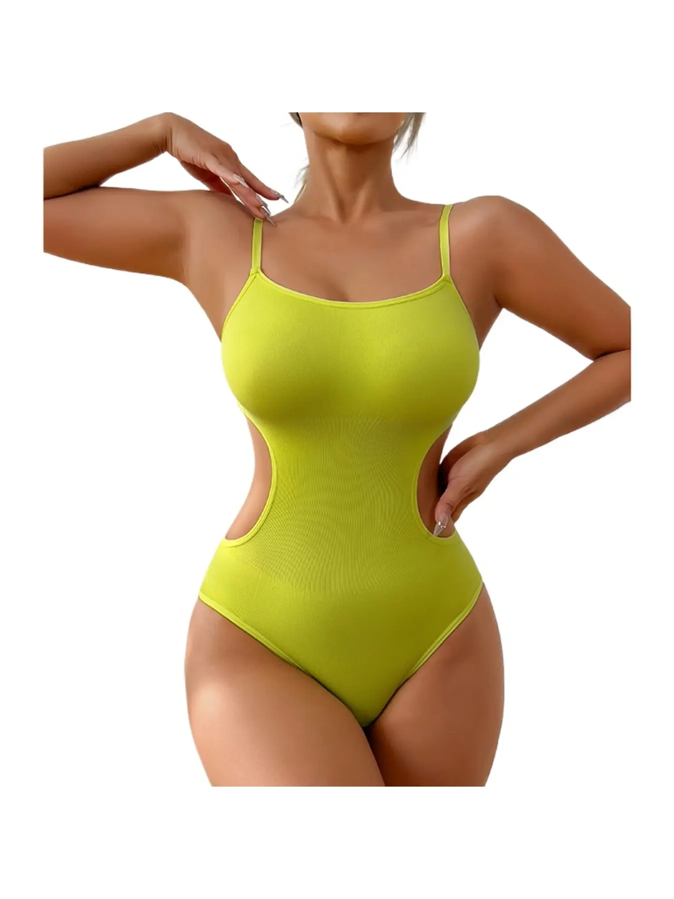Women's Backless Spaghetti Strap Shapewear Bodysuit — Sexy Solid Color Open Crotch One Piece, Tummy Tuck Full Body Shaper S-XXXL