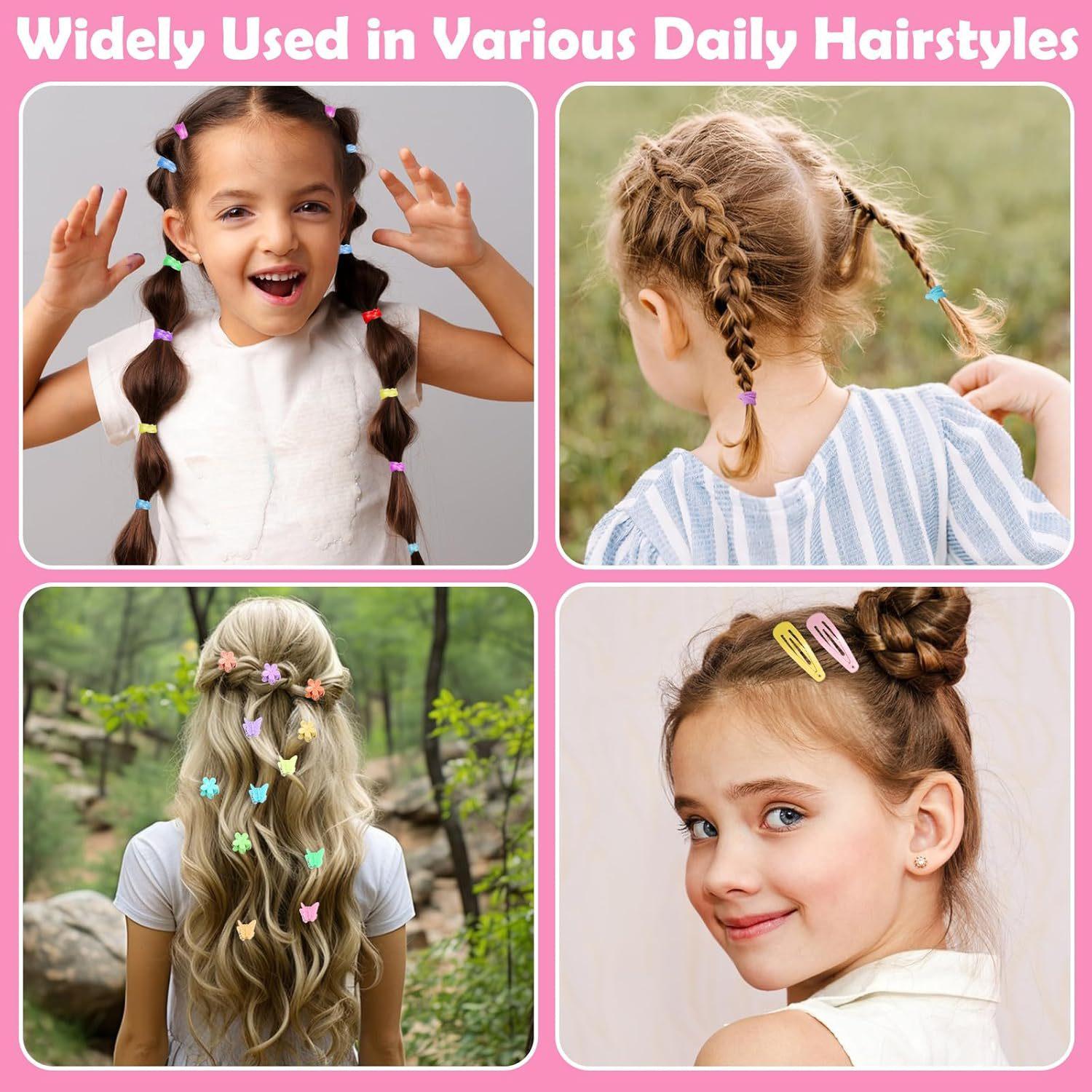 Colorful Hair Ties Set for Girls, Includes Hair Styling Accessories, Convenient Hair Puller and Combs, Perfect Baby Hair Bows Collection, Hair Accessories Sets