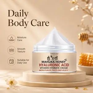 Trstay Manuka Honey Moisturizing Cream, Hyaluronic Acid & Vitamins, Smooth Texture, Daily Face & Body Care, Nourishing Skincare Formula