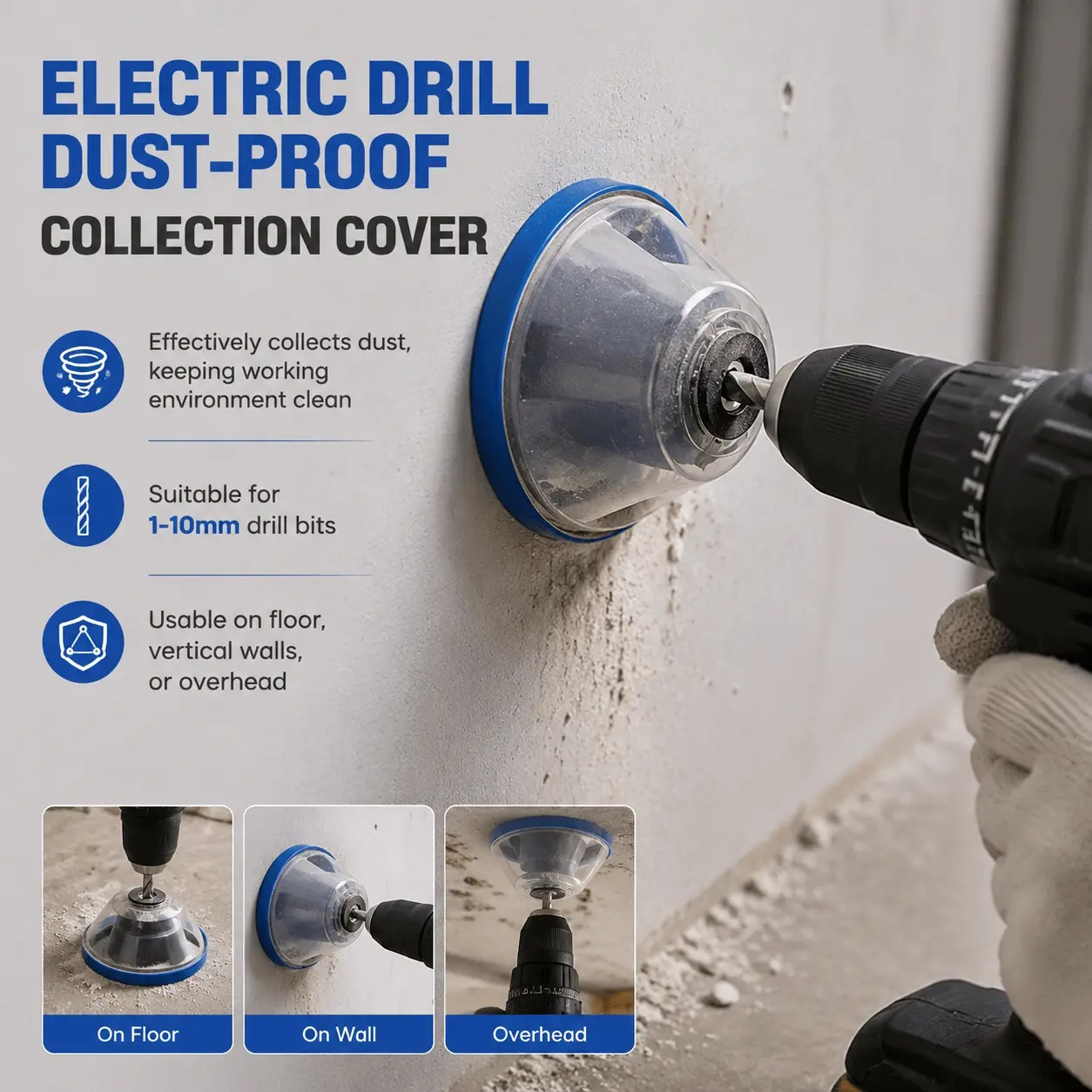 Dust Collector for Electric Drills, Efficient Dust Cup, Portable Dust Management Tool for Home Drilling, Construction and Renovation, Keeps Work Area Clean, Professional Vacuum Attachment, Must-Have Accessory