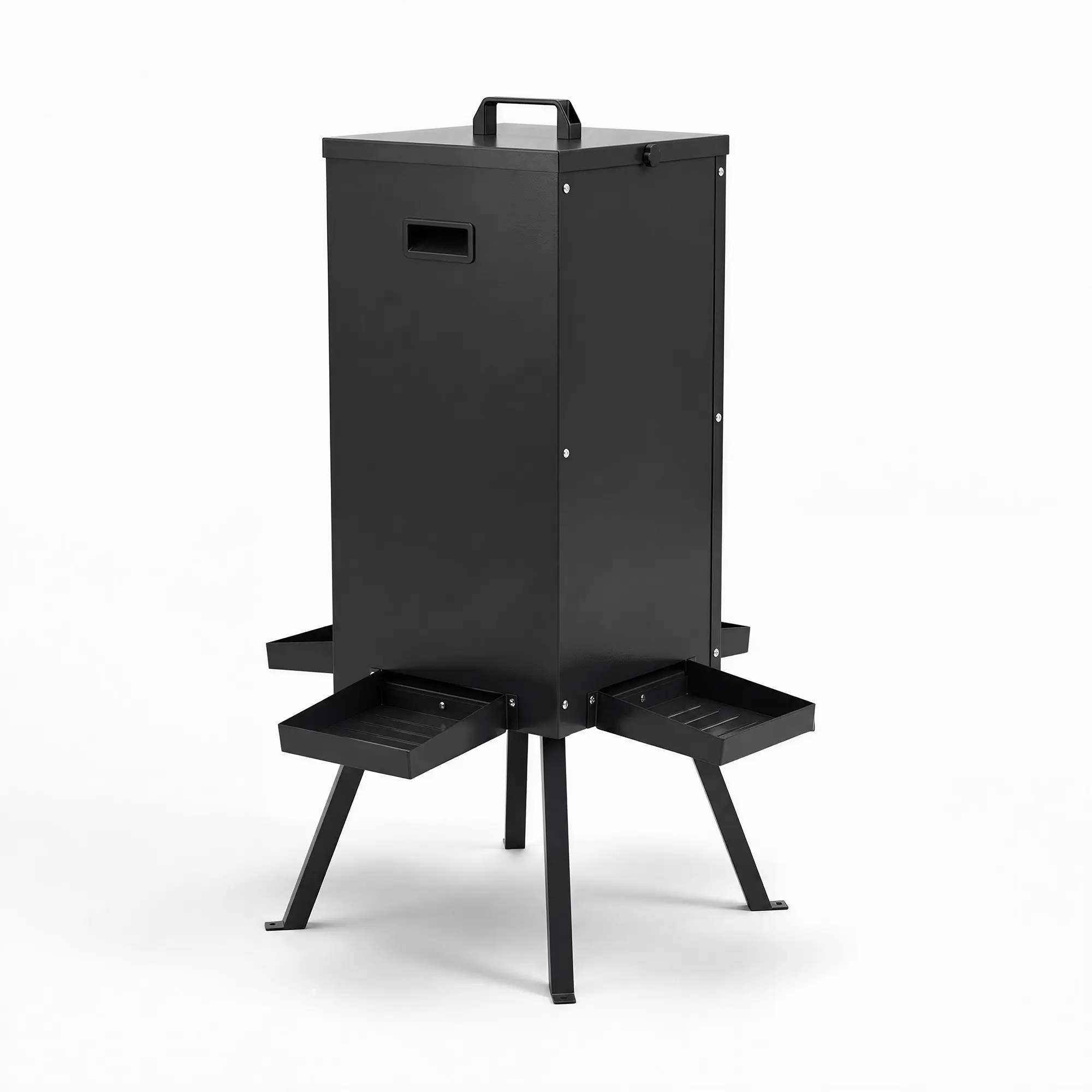 Portable Gravity Deer Feeder 50-80 lb Capacity, Galvanized Steel Wildlife Feeder with Carry Handle & Legs, 4-Port Weatherproof Corn & Protein Feed Station for Food Plots & Backyard Wildlife