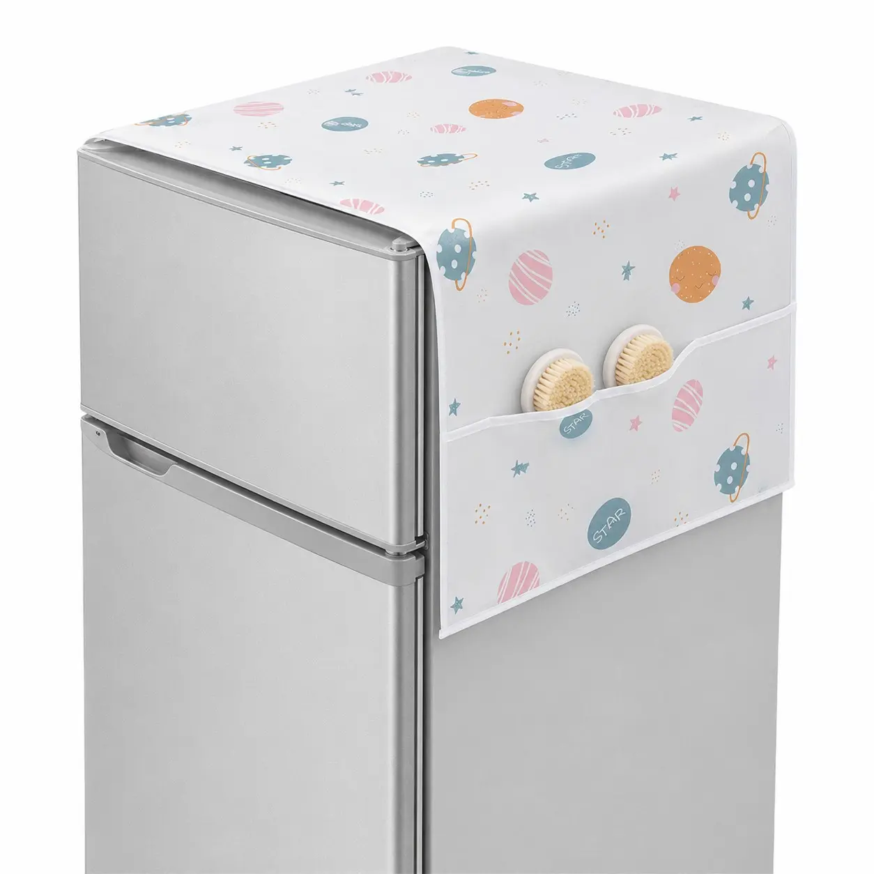 Refrigerator Dust Cover with Storage Pockets, Waterproof Washing Machine Top Cover, Dustproof Cover, Floral Print, Space-Saving, Ideal Gift, Waterproof Durable Cover