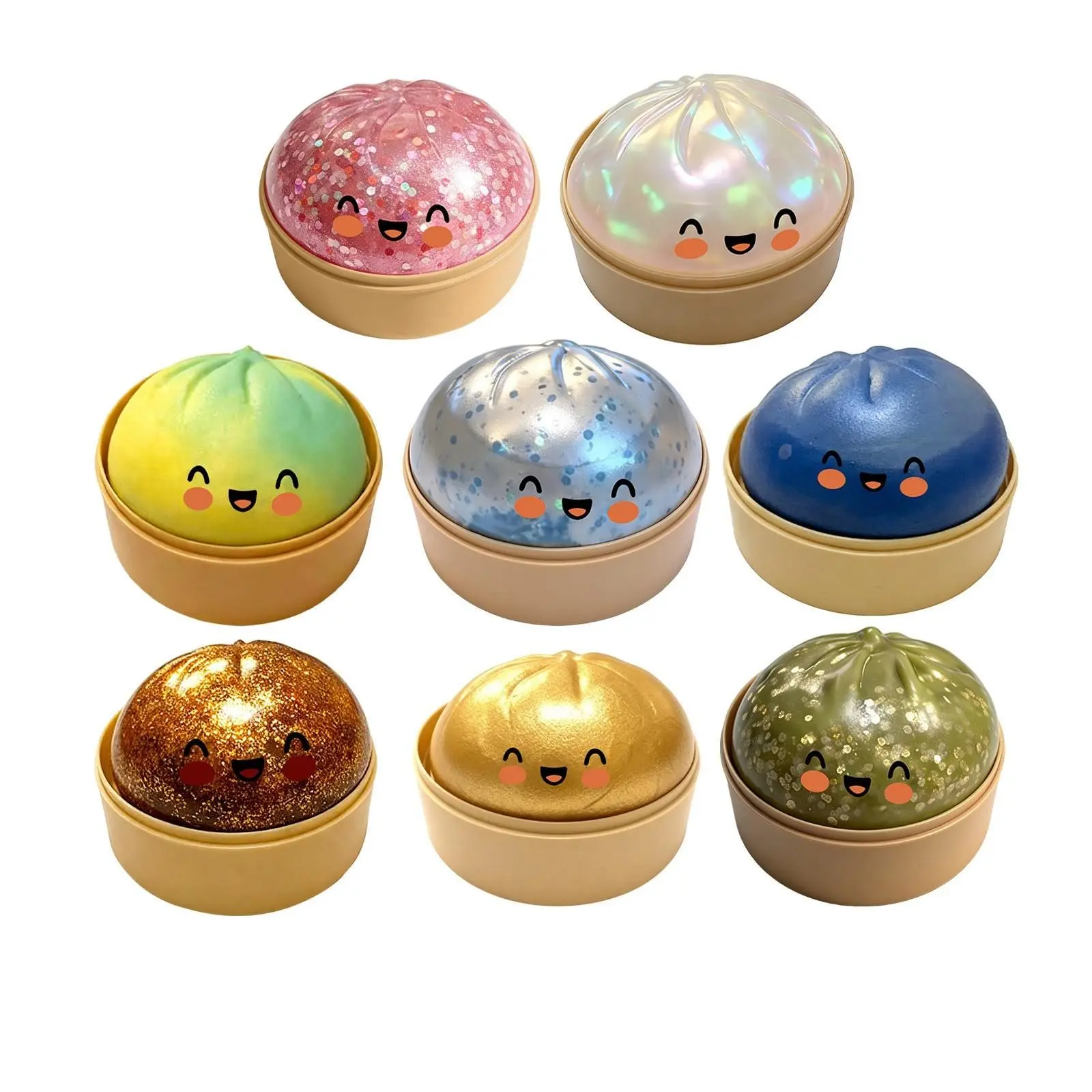 12 Piece Random Color Mystery Dumpling Soft Gel Toy, Soft Tpr Blind Box Stress Relief Toy, Kids Secret Steamed Bun Surprise Gift, Valentine's Day Easter Collectible Gift