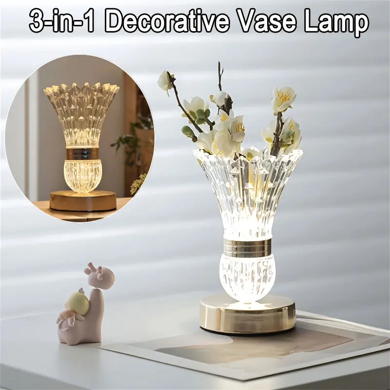 3-Color Adjustable Modern Creative Table Lamp, Metal Warm Romantic Lighting, Cozy Bedroom Desk Night Light (Clear, Amber, Warm White Options)