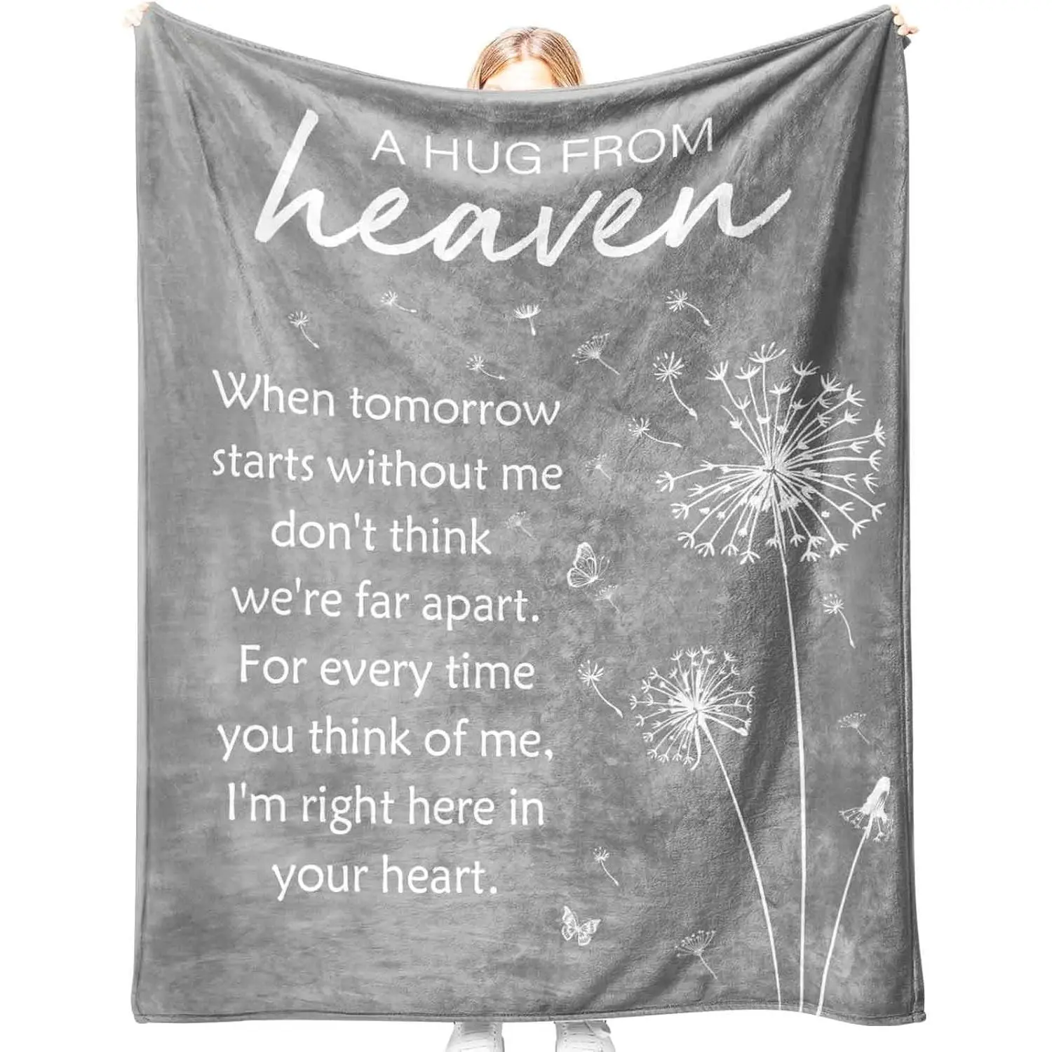 Memorial Sympathy Gifts for Loss of Loved One, Soft Flannel Memorial Blanket, Bereavement Gift Idea, Grief Condolences Sorry for Your Loss for Mom Dad Grandma Grandpa Sister - 50 x 60 inches (Gray)