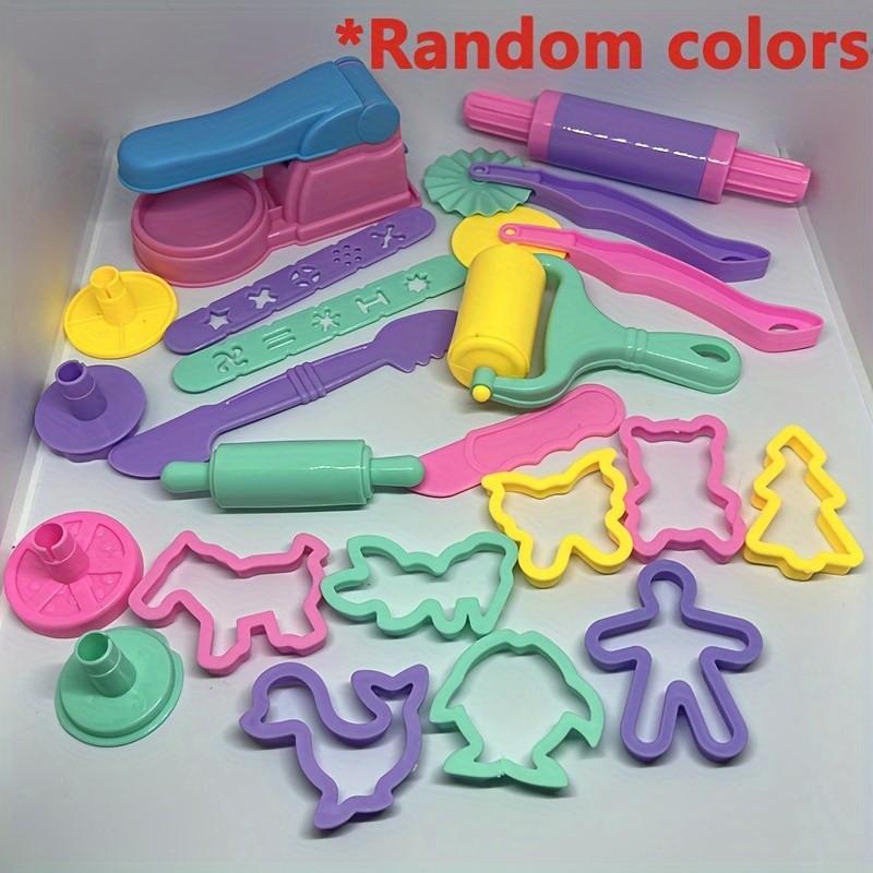 22pcs Small Plastic DIY Handmade Youngsters' Color Clay Tool Set with Animal Cutter and Mold Accessories, Random Colors