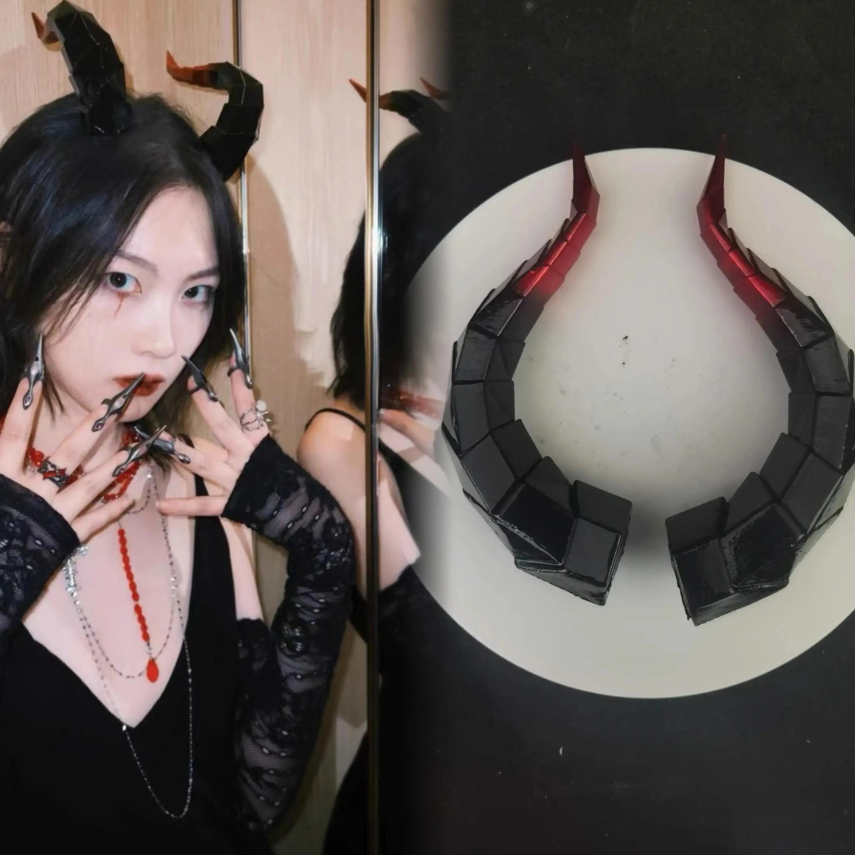 14/18cm Animal Simulate Horn Headband Gradient Devil Horn Halloween Party Headwear Lolita Witch Artificial Horns Cosplay Pros