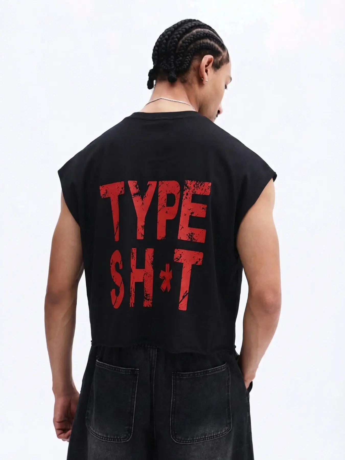 2026 Trendsetting Niche Sleeveless Men's Crop Tank Top, Solid Black Muscle Tank Tee, Vintage Cracked Red Distressed Letter Print on the Back, Sweat-Wicking, Comfortable & Loose-Fit Vest, 90s Hip-Hop Skate Gothic Streetwear Top, Ideal for Summer Concerts,