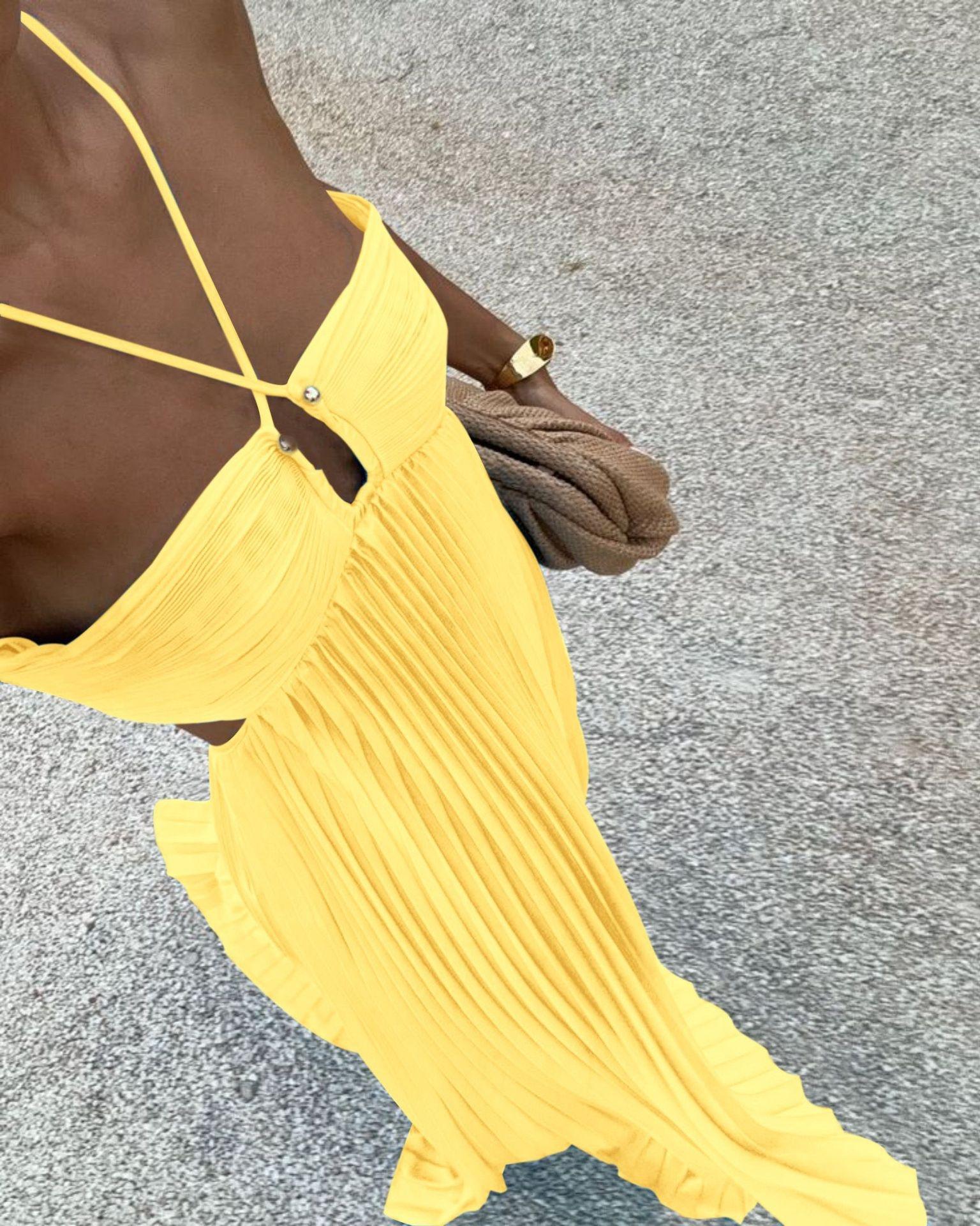 2026-2027-Pleated Halter Sling Dress| High Waist Club Party Dress Women 2026-2027-Pleated Halter Sling Dress| High Waist Club Party Dress Women
