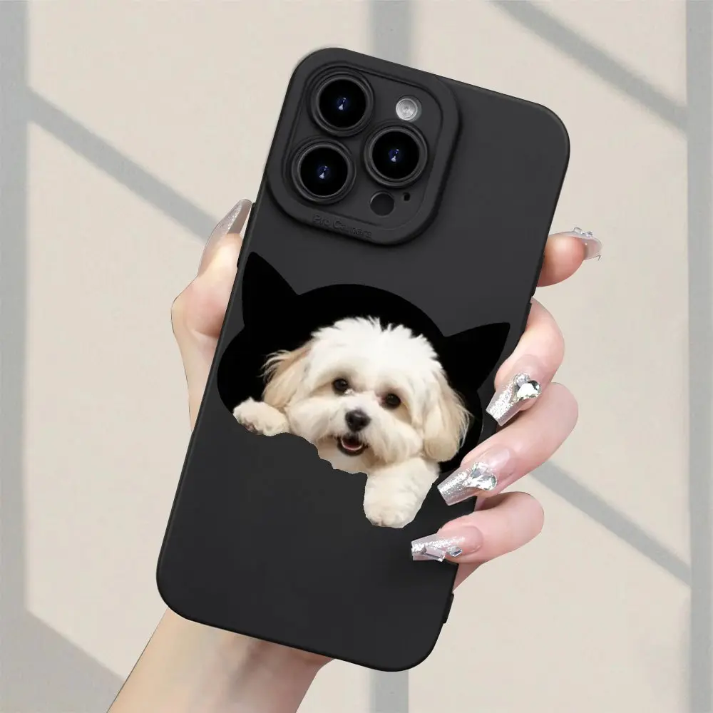 Phone Case: Cute Cat-Eared Puppy Pattern New Sells Well Classic Creative Fun TPU  Shockproof Protective Phone Case With iPhone X/11/12/13 Mini/14/15/16 Plus/17 Promax, Ideal Birthday Gift