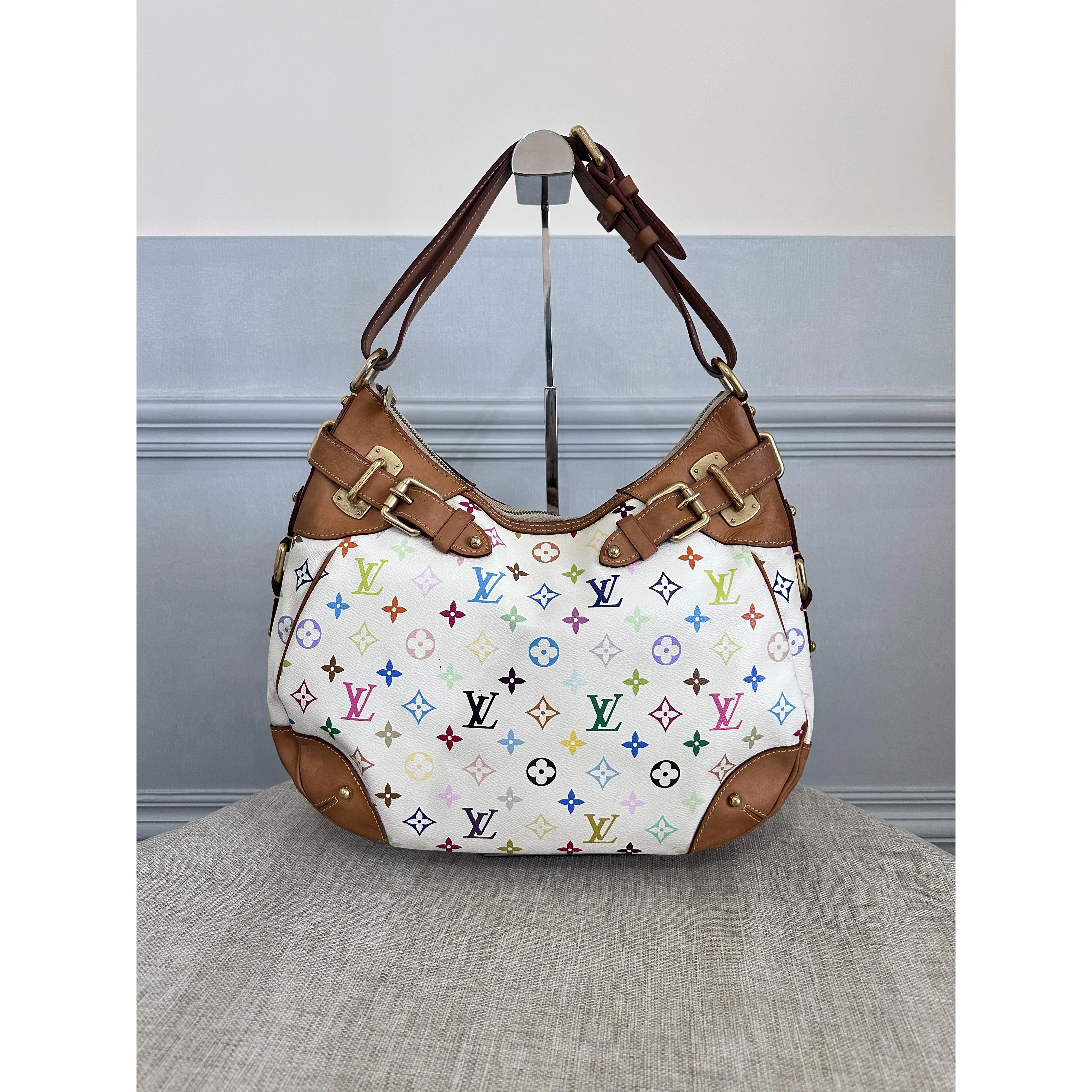 Pre-owned Louis Vuitton Monogram Multicolore White Greta Shoulder Bag