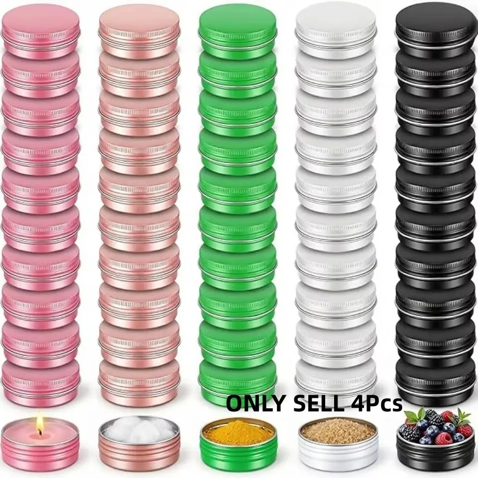 Multicolor Aluminum Tin Jars with Screw Lids, Refillable Portable Metal Tins Containers, Small Storage Tins for Salve, Cream, Cosmetics, Spices, Pills, Candy and Tea