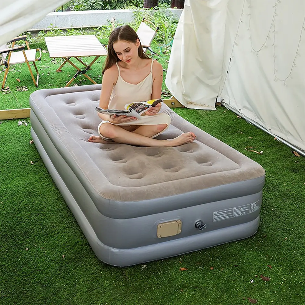 Single Person Inflatable Mattress, Blow Up Bed, PVC Material, Rechargeable Pump, Quick Inflate/deflate, Foldable, Comfortable, Indoor & Outdoor Use